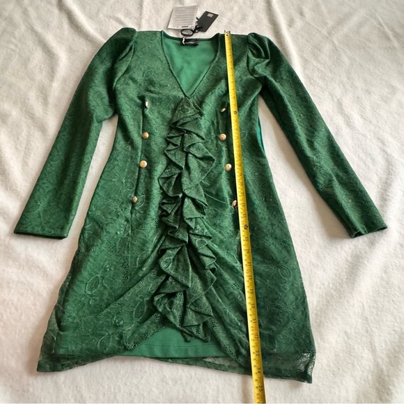 Atos Lombardini Italy Green Lace Mini Sheath Dress Size S - Picture 6 of 14